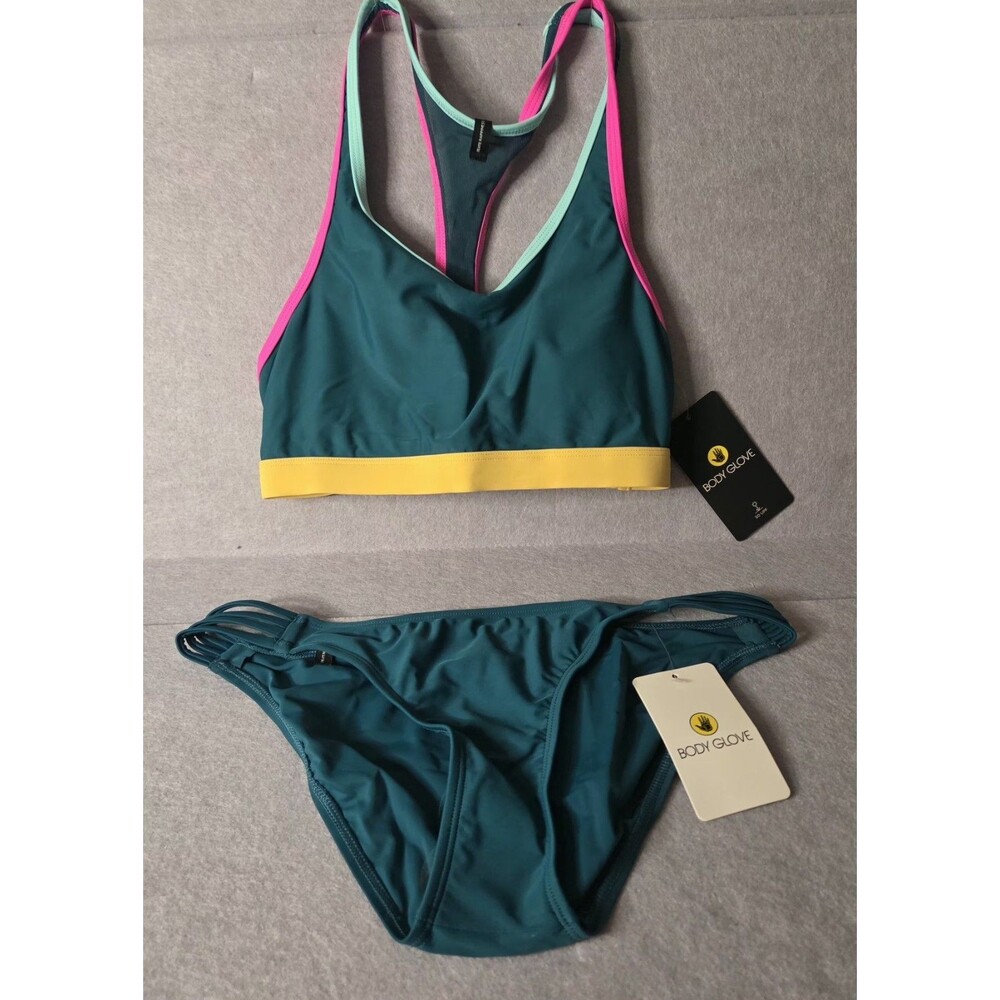 BODY GLOVE Equalizer Flirty Surf Sz MED Rider Bikini Set Women’s Kingfisher NWT